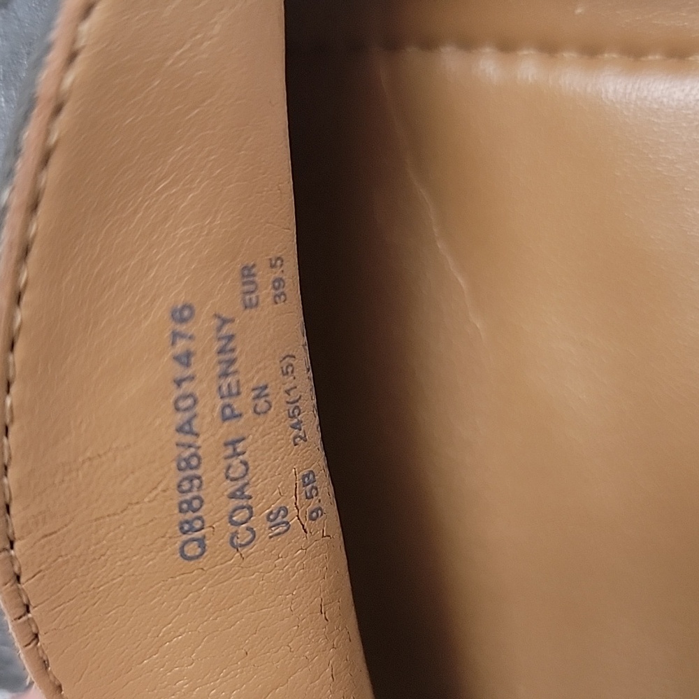COACH Penny Metallic Gunmetal Pebble Leather Preppy Classic Penny Loafers‎ 9.5 - Picture 8 of 11